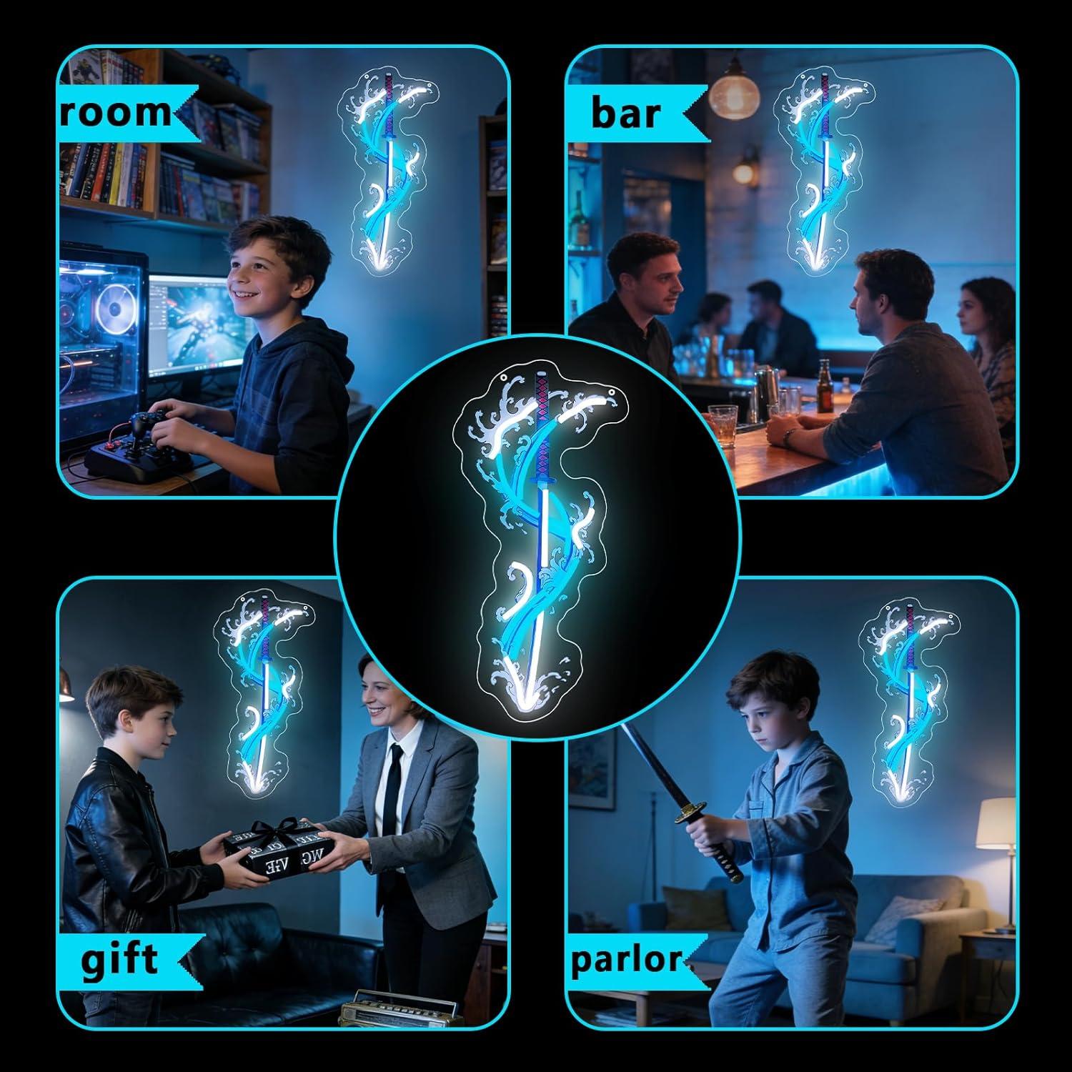Japanese Katana Neon Sign USB  - Home Decor Theme review and price