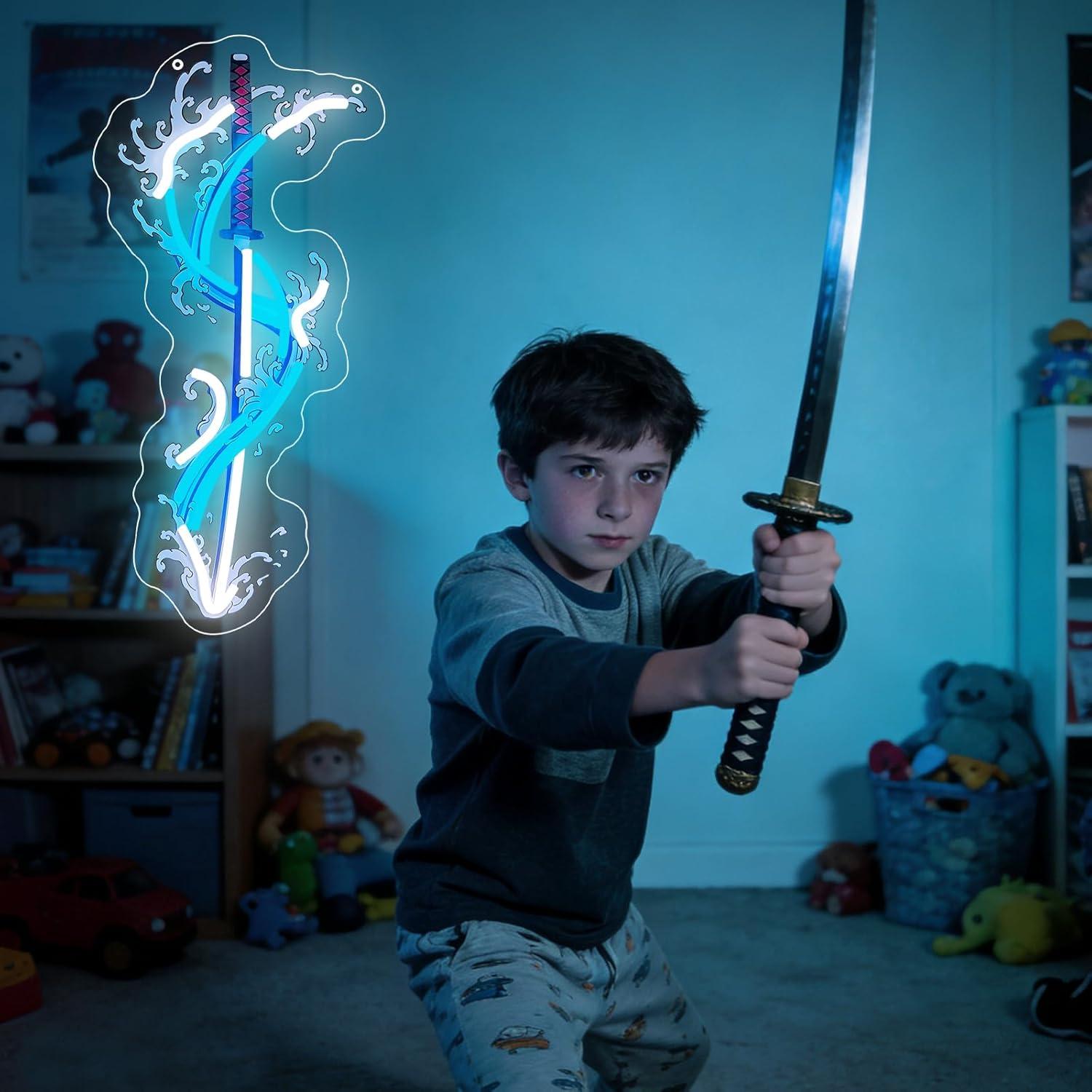 Japanese Katana Neon Sign USB  - Home Decor Theme review and price