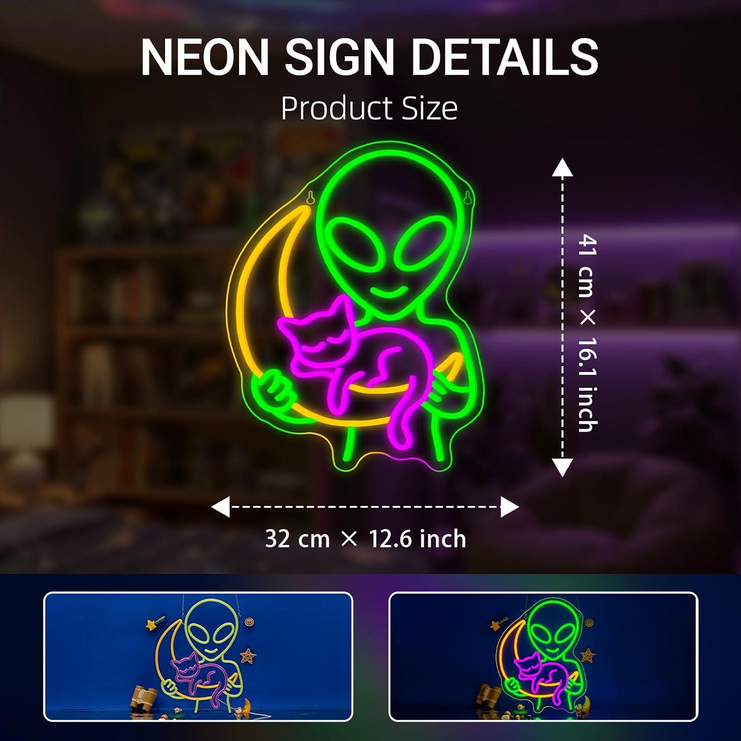 Alien Cat Neon Sign Sleepy Cat - Home Decor Theme review and price