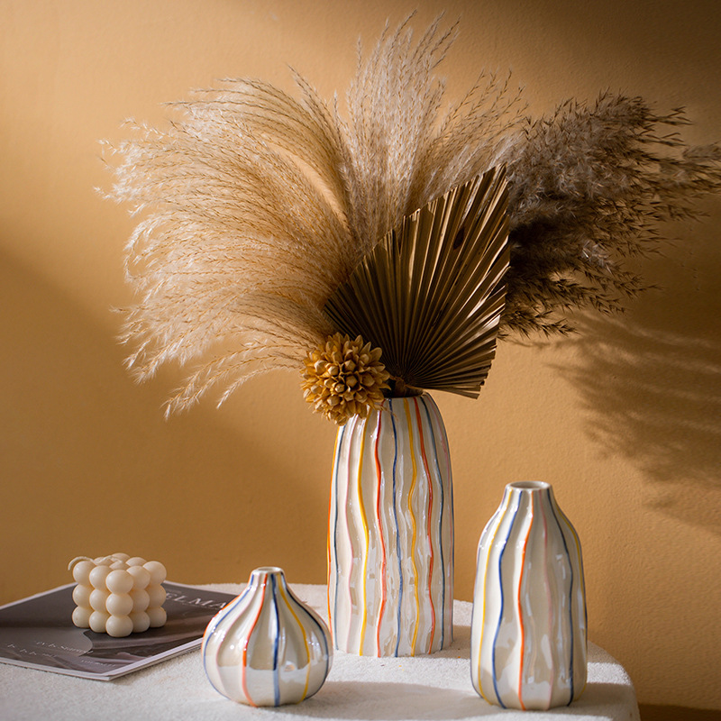 CAPIRON Colorful Stripe Cerami - Pampas Grass Decor review and price