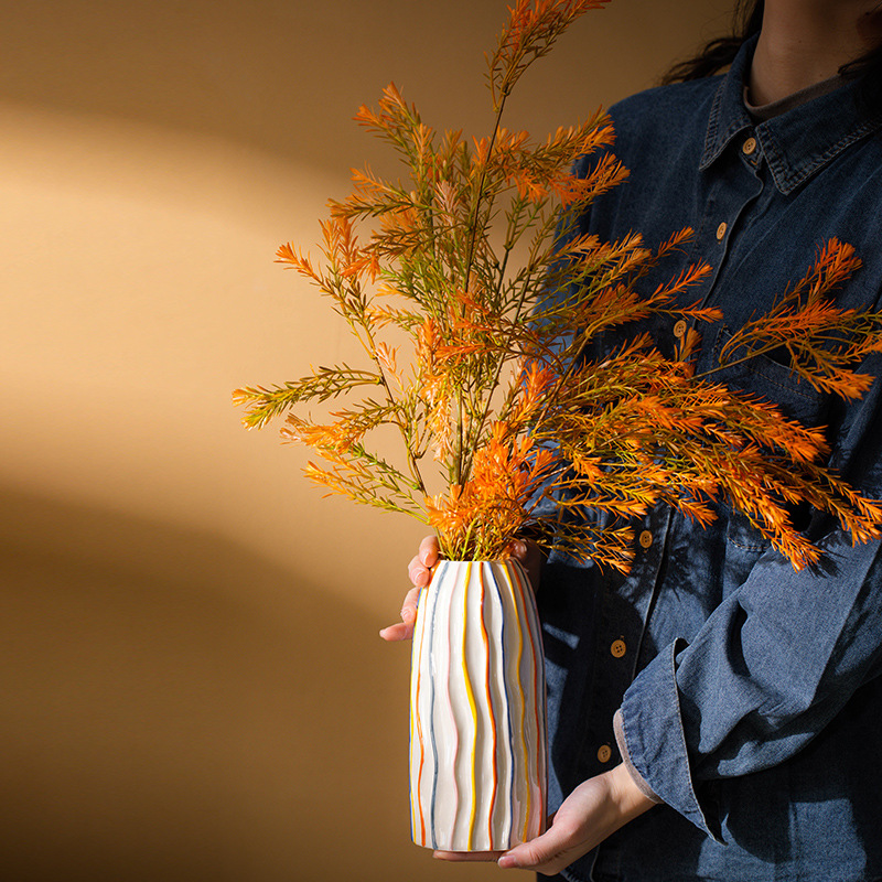 CAPIRON Colorful Stripe Cerami - Pampas Grass Decor review and price