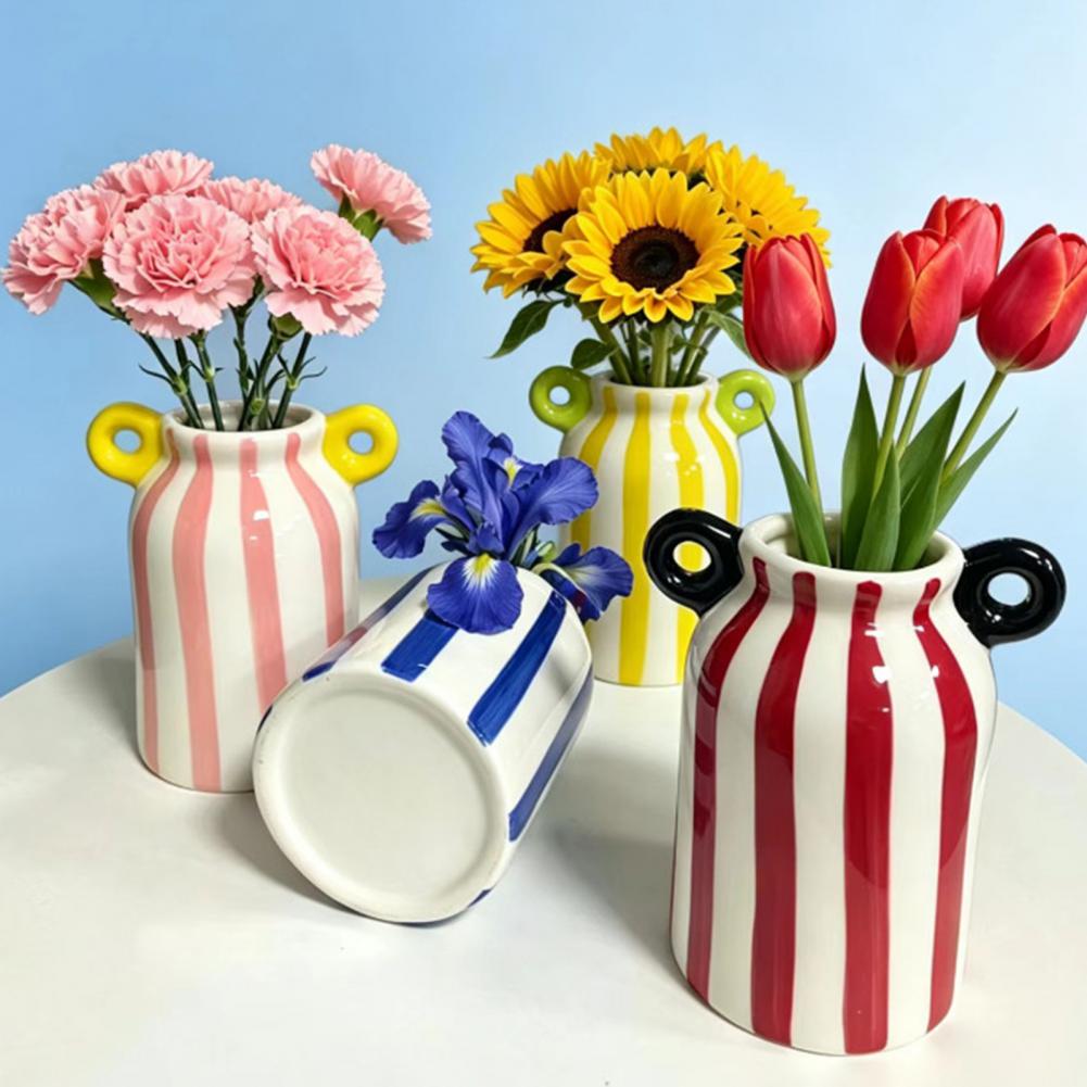 Ceramic Striped Flower Vase wi - Pampas Grass Decor review and price