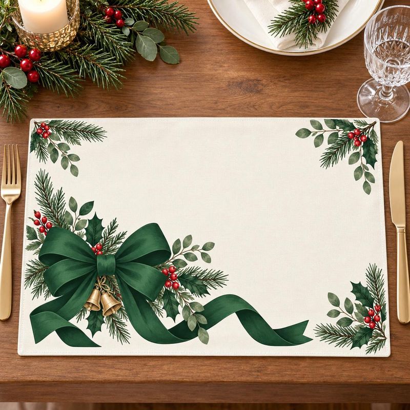 VIKAMA Dark Green Ribbon Bow G - Linen Table Runner review and price